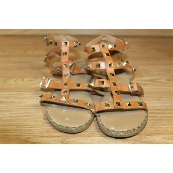 New Tan Strap Gold Studded Gladiator Forever Sandals Size: 5" 1/2 - Picture 2 of 7